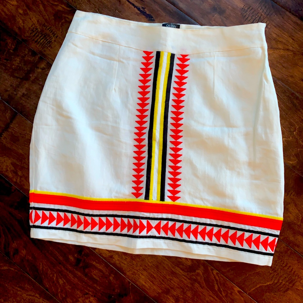 NWOT‎ Quinn Aztec Red and Yellow Detailed Mini Skirt